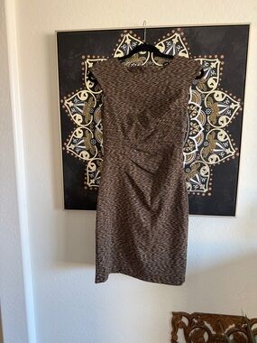 Calvin Klein Brown Textured Cap-Sleeve Sheath Dress